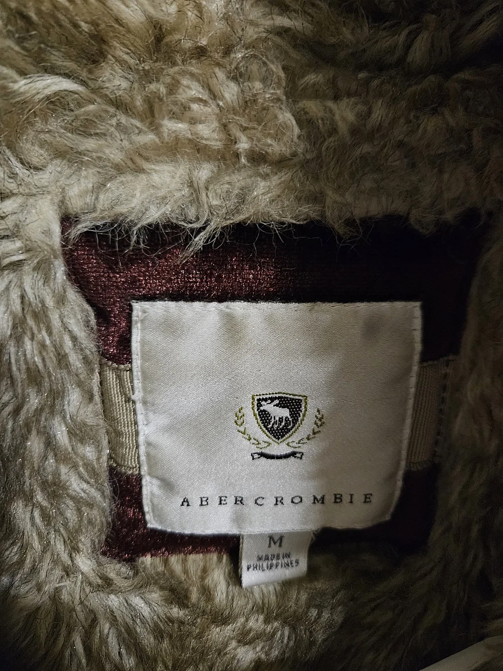 Abercrombie & Fitch Gray Hooded Jacket with Faux Fur Trim
